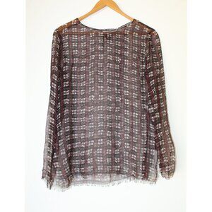 Altuzarra 100% silk sheer Women's Blouse Size 36/ Medium Stripped top Italy